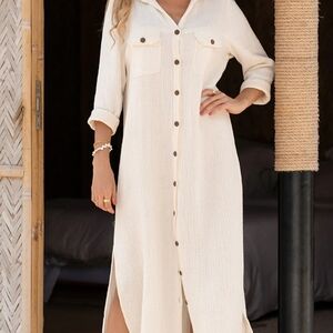 Nomad The Label Ivory Shirt Dress. Soft And Worn Once!
